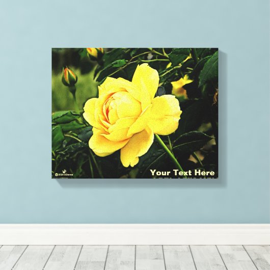 Mooie gele Rose Canvas Afdruk (Insitu (Houten vloer))
