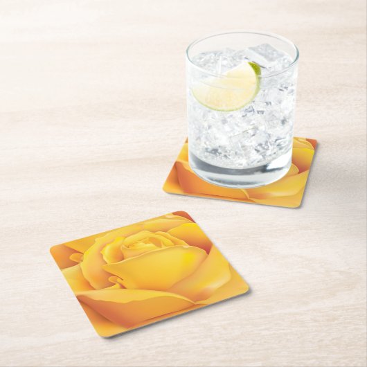 Mooie gele Rose Kartonnen Onderzetters (Insitu)