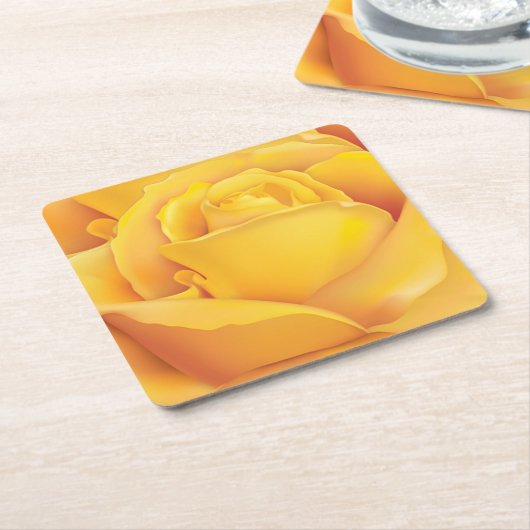 Mooie gele Rose Kartonnen Onderzetters (Schuin)