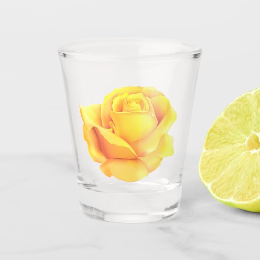 Mooie gele Rose Shot Glas (Voorkant)