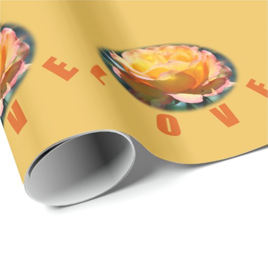 mooie gele roze bloem foto kunst cadeau cadeaupapier (Rol Hoek)