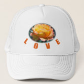 mooie gele roze bloem foto kunst cadeau trucker pet (Voorkant)