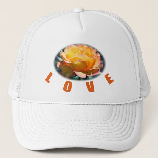 mooie gele roze bloem foto kunst cadeau trucker pet (Voorkant)