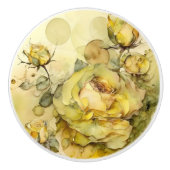 Mooie  gele rozen keramische knop (Voorkant)