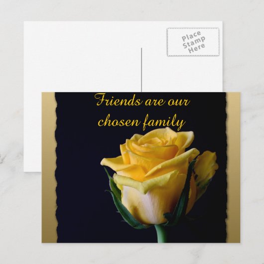 Mooie gele rozen op het Briefkaart van de zwarte v (Voorkant / Achterkant)