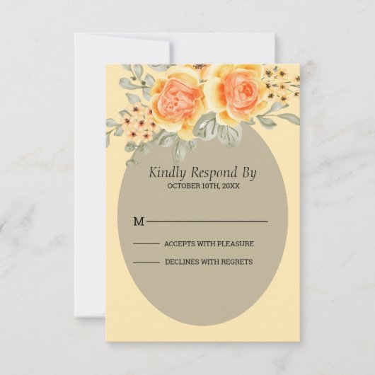 Mooie gele rozen RSVP kaartje (Voorkant)