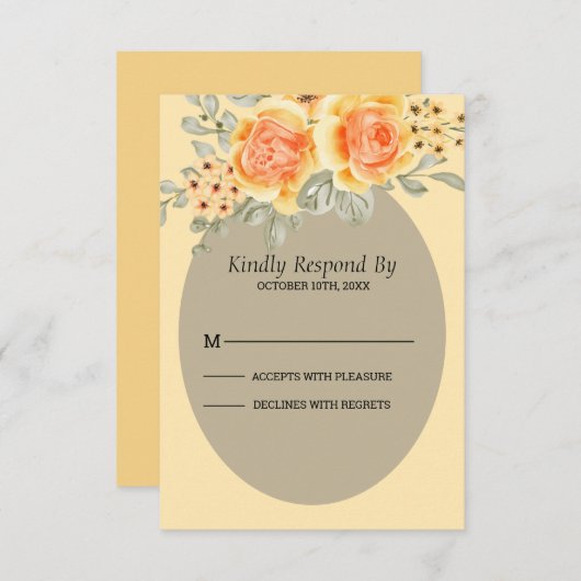 Mooie gele rozen RSVP kaartje (Voorkant / Achterkant)