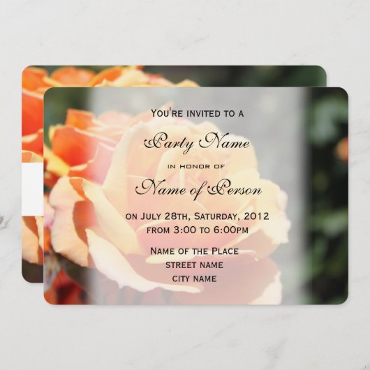 Mooie gele rozenbloem, alle uitnodigingen voor fee (Voorkant / Achterkant)