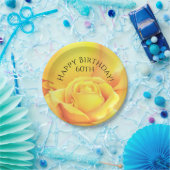Mooie gele rozengefeliciteerde verjaardag papieren bordje (Feest)