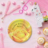 Mooie gele rozengefeliciteerde verjaardag papieren bordje (Feest)