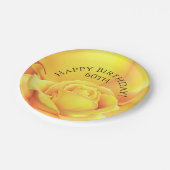 Mooie gele rozengefeliciteerde verjaardag papieren bordje (Gekanteld)