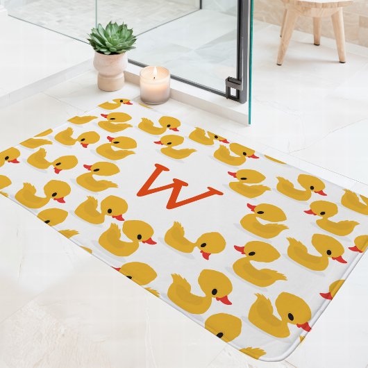 Mooie Gele Rubber Eendjes Monogram Badmat