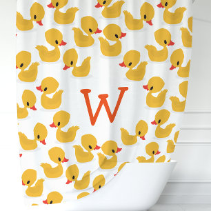 Mooie Gele Rubber Eendjes Monogram Douchegordijn