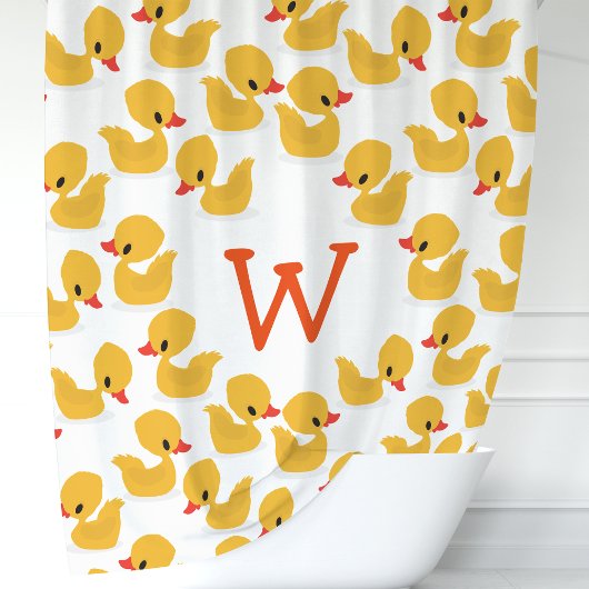 Mooie Gele Rubber Eendjes Monogram Douchegordijn