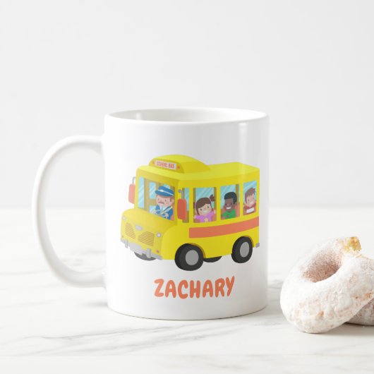 Mooie Gele Schoolbus en Gelukkige Kinderen Mok (Met donut)