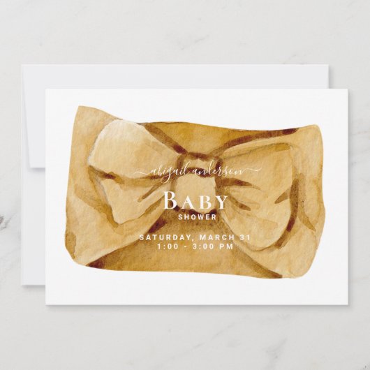 Mooie Gele Strik Baby Shower Uitnodiging (Voorkant)