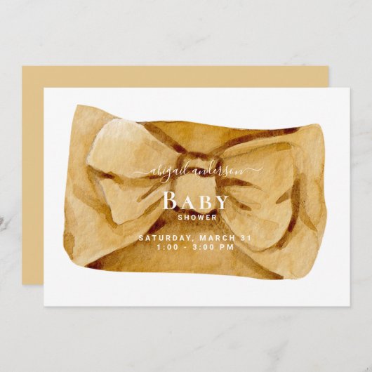 Mooie Gele Strik Baby Shower Uitnodiging (Voorkant / Achterkant)