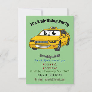 Mooie gele taxi leuke cartoon illustratie kaart
