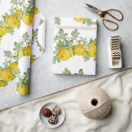 Mooie Gele Trouwdag Roos Bloem Cadeaupapier (Crafts)