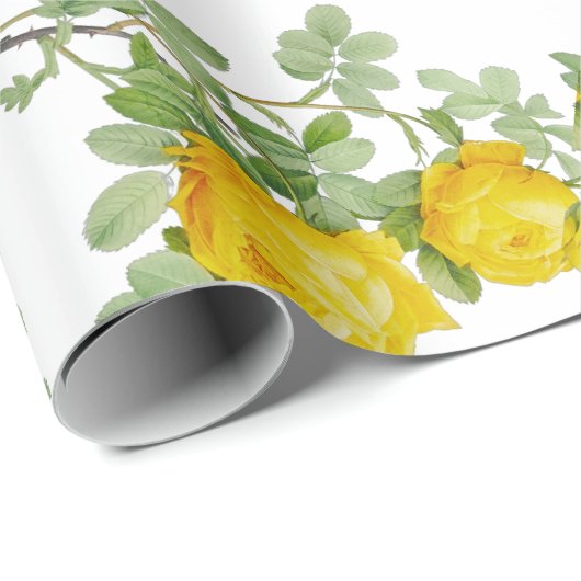 Mooie Gele Trouwrosen Bloem Cadeaupapier (Rol Hoek)