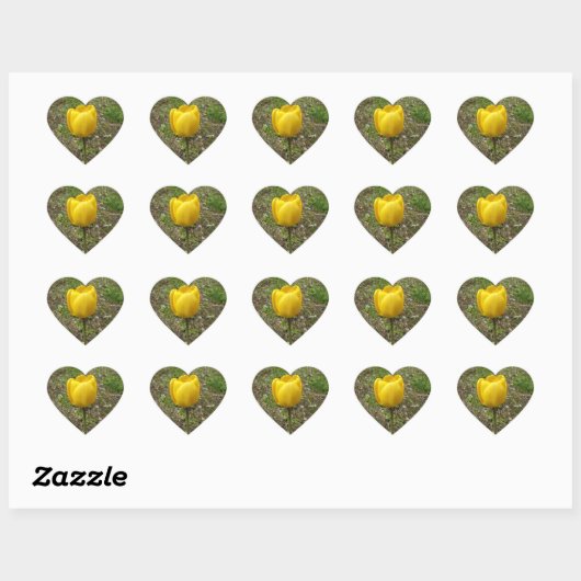 Mooie gele tulp hart sticker (Vel)