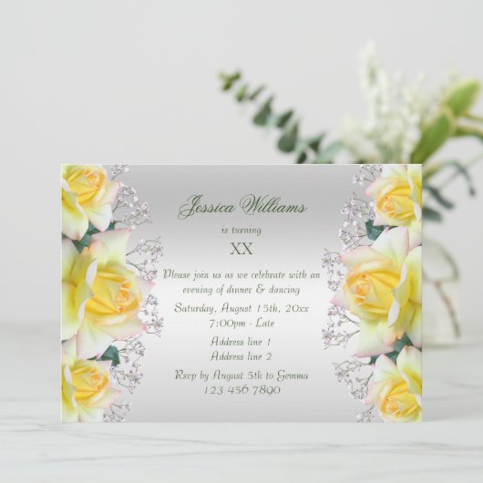 Mooie gele Vrede Rozen Verjaardag Kaart (Staand voorkant)