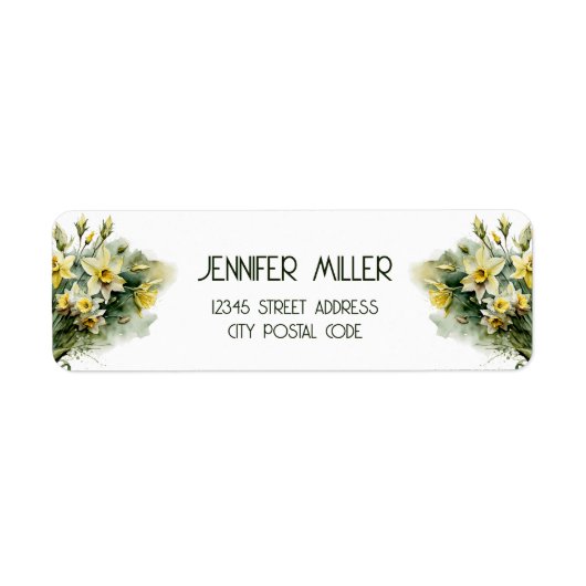 Mooie gele water narcissen etiket (Voorkant)