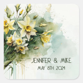 Mooie gele water narcissen vierkante sticker