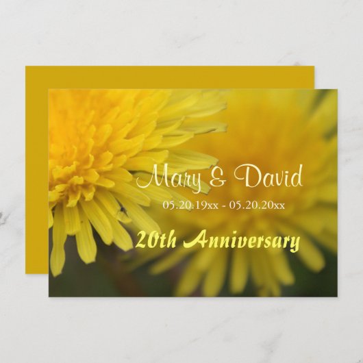 Mooie gele wilde bloem paardenbloem jubileum kaart (Voorkant / Achterkant)