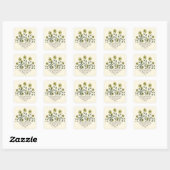 Mooie Gele Wilde Bloemen Leuke Vierkante Retouradr Sticker (Vel)