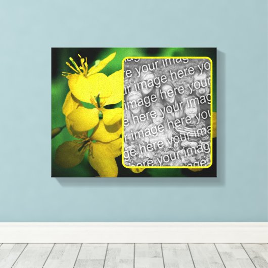 Mooie Gele Wilde Bloemen Maak Je Eigen Foto Canvas Afdruk (Insitu (Houten vloer))