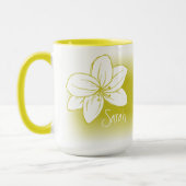 Mooie Gele Witte Bloem Tekening Aangepaste Naam Mok (Links)