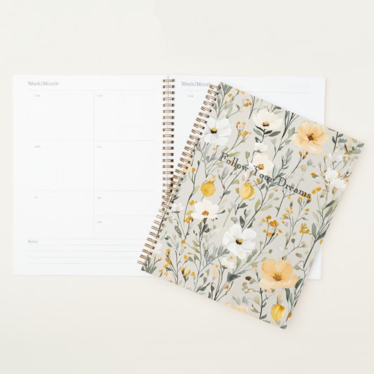 Mooie Gele Witte Bloemen Dromen Planner (Display)