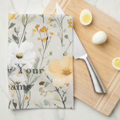 Mooie Gele Witte Bloemen Dromen Theedoek (Quarter Fold)