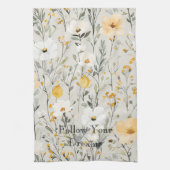 Mooie Gele Witte Bloemen Dromen Theedoek (Verticaal)