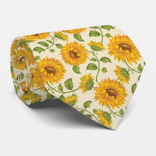 Mooie Gele Zomer Zonnebloem Stropdas (Opgerold)
