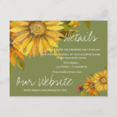 Mooie gele zonnebloem bloemenbruiloft informatiekaartje (Achterkant)