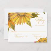 Mooie  gele zonnebloem bloemenbruiloft RSVP kaartje (Achterkant)