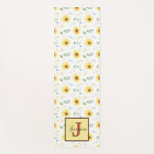 Mooie gele zonnebloem bloemenmonogram op maat yogamat (Voorkant)