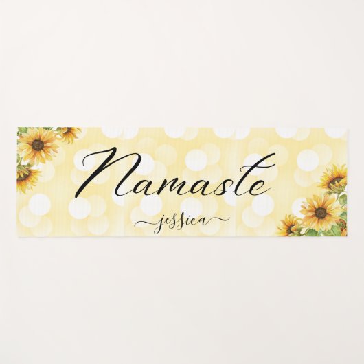 Mooie gele zonnebloem bloemennamaste op maat yogamat (Voorkant (horizontaal))