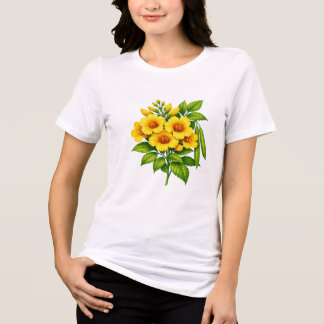 Mooie Gele Zonnebloem Boeket met Groene Bladeren Tri-Blend Shirt
