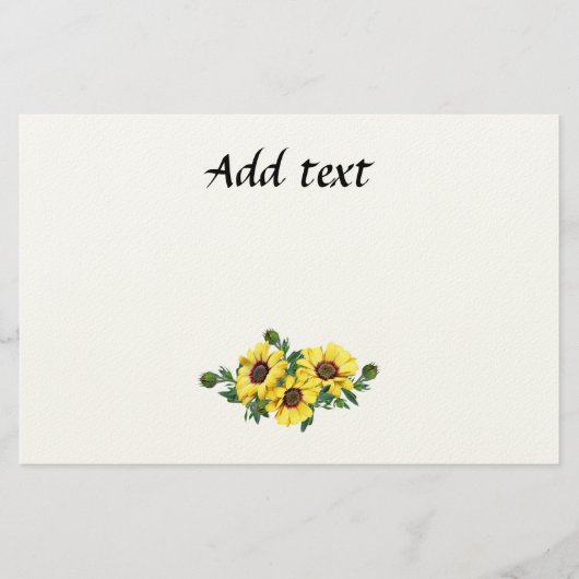 Mooie Gele Zonnebloem Boeket sjabloon Briefpapier (Voorkant)