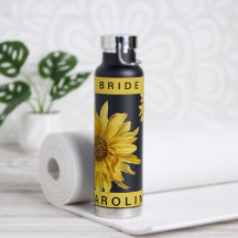 Mooie Gele Zonnebloem Bruid Naam Bruiloft Water B