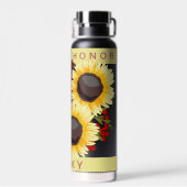 Mooie Gele Zonnebloem Bruidsmeisje Naam Bruiloft Waterfles (Achterkant)