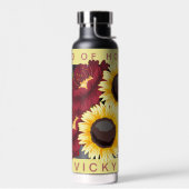 Mooie Gele Zonnebloem Bruidsmeisje Naam Bruiloft Waterfles (Links)