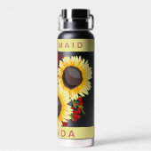 Mooie Gele Zonnebloem Bruidsmeisje Naam Bruiloft Waterfles (Achterkant)