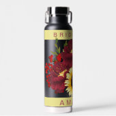 Mooie Gele Zonnebloem Bruidsmeisje Naam Bruiloft Waterfles (Voorkant)