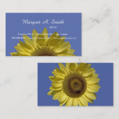 Mooie gele zonnebloem in blauw professioneel visitekaartje (Voorkant / Achterkant)