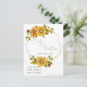 Mooie gele zonnebloem Lijst foto bruiloft Aankondigingskaart (Staand voorkant)