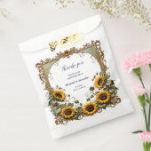 Mooie gele zonnebloem met kunstlijst bruiloft bedankzakje (Gezegeld)
